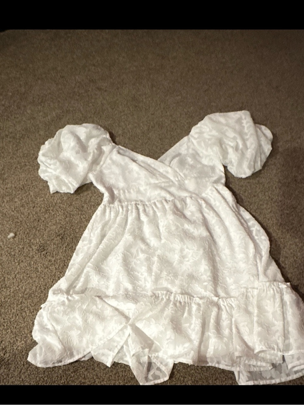 White Puff Sleeve Mini Dress